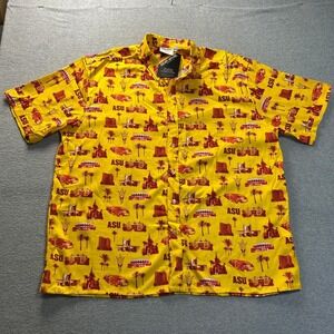 Uscape Apparel ASU Sun Devils Hawaiian Button Shirt Mens 2XL Yellow Maroon